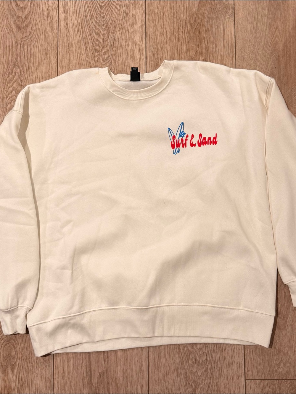 wild fable Cream Crewneck Sweatshirt with Surf & Sand Embroidery